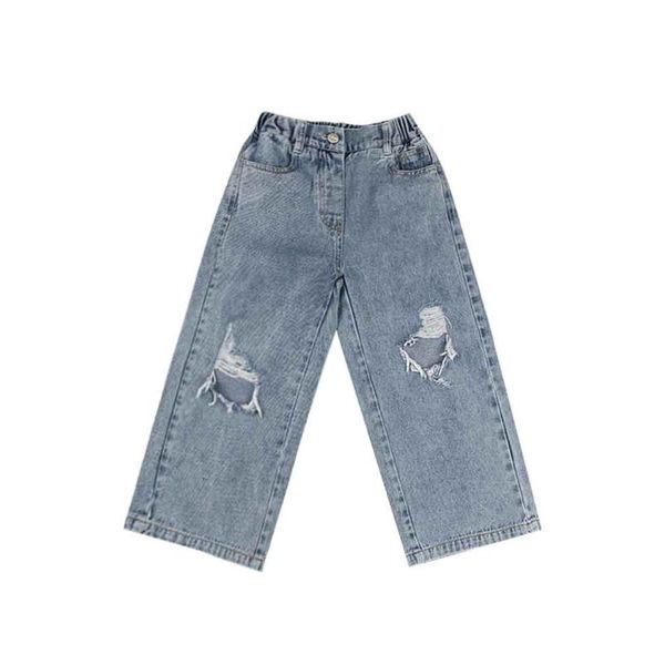 

autumn new fashion kids girls holed denim pants, Blue