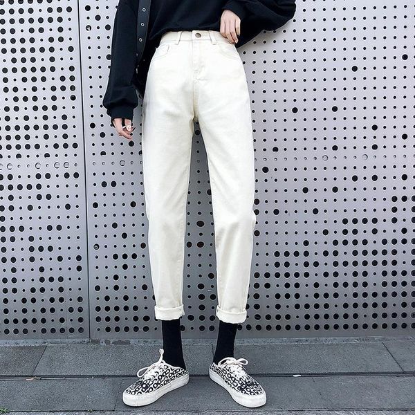 

women's jeans elegant lady casaul white blue long cropped two designs