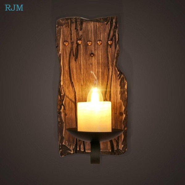 

wall lamps vintage retro creative old wood lights iron candle lamp for cafe restaurant bar shop corridor lighting fixture