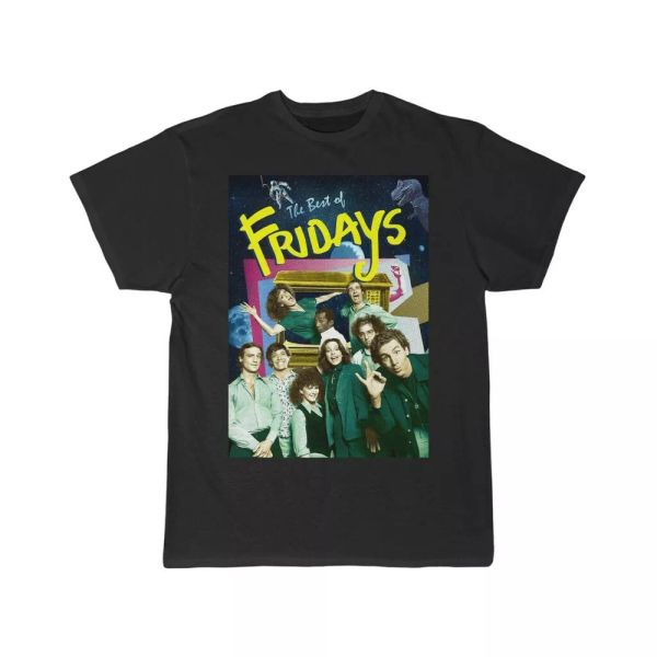 

fridays tv show early 1980s men's short sleeve tee, White;black