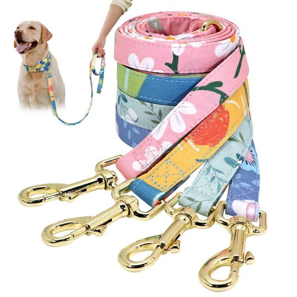 

dog collars & leashes nylon leash printed rope for small medium dogs walking 120cm soft pet chihuahua lead