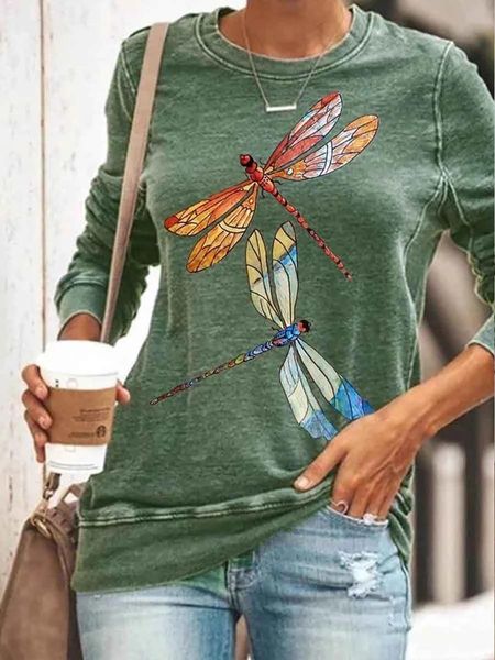 

animal printed long sleeve pullovers women o neck, White