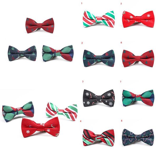 

bow ties student tie children christmas kids xmas tree snowflake striped jacquard creative boys cute party red green, Black;gray
