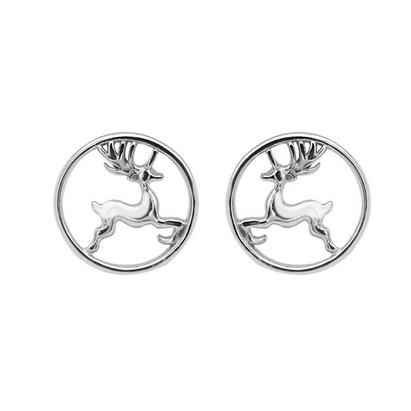 

stud cute female small deer earrings 925 sterling silver animal for women simple fashion wedding jewelry bride, Golden;silver