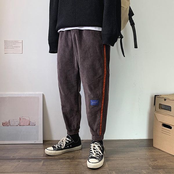 

winter trend thicken loose couple feet corduroy harlan sports warm student street casual pants men's, Black