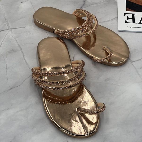 

slippers women flip flops crystal summer female fashion leisure comfort slides ladies outside open toe flat big size, Black