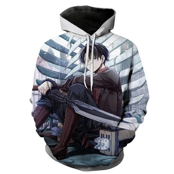 

men's hoodies & sweatshirts 2021 attack on titan 3d print harajuku anime cosplay sweatshirt hoodie men women fashion shingeki no kyojin, Black