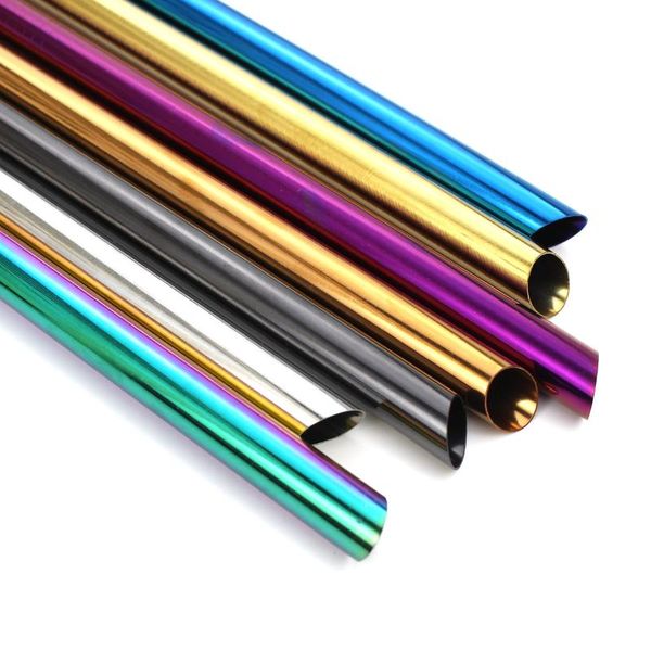 

drinking straws 50pcs reusable wide metal straw sharp end stainless steel 12mm pointed tips pearl milkshake bubble tea bag brush