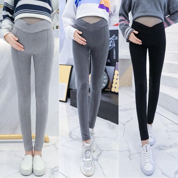 

maternity bottoms 2021 pregnant women pants spring and autumn cotton leggings low waist trousers feet outer wear, White