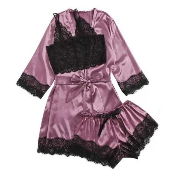 

satin silk sleepwear set, Red;black