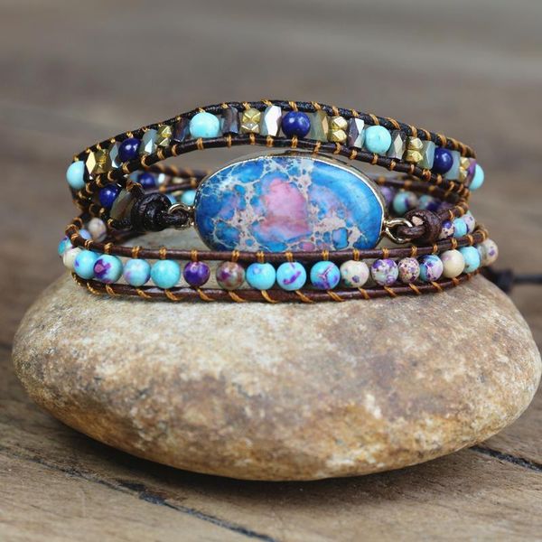 

charm bracelets high end leather wrap bracelet w/ stones vintage weaving statement art chain jewellery gifts, Golden;silver