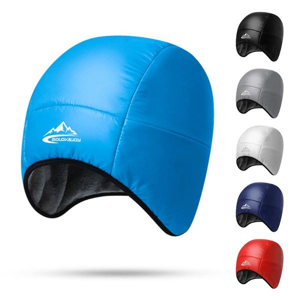 

winter skiing cap water resistant velvet lined hat men women windproof thermal for cycling hiking camping ice fishing caps & masks, Black