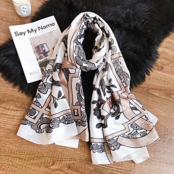 

new fashion brand silk scarf designer scarf lady printed silk fashion style design size 180*90cm luxury is tie-in, Blue;gray