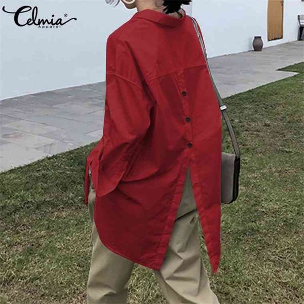 

women white shirt 2021 oversized shirts fashion lapel casual solid long sleeve buttons asymmetrical autumn blusas 5xl