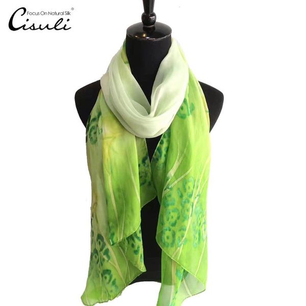 

scarves cisuli 100% pure silk scarf women 70cmx190cm shawls classic chiffon hijab seller item factory direct, Blue;gray