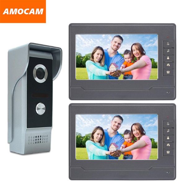 

7" monitor video doorbell door phone kit aluminum alloy camera intercom interphone system for home villa 2-screen phones