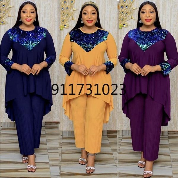 

ethnic clothing 2 piece set africa clothes african dashiki fashion sequins suit trousers super elastic party for women outfits 2021, Red