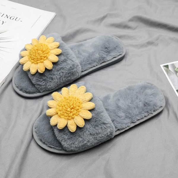 

women spring autumn slippers plus fur ladies walking slides winter house shoes comfortable warm bedroom sneakers flower slipper, Black