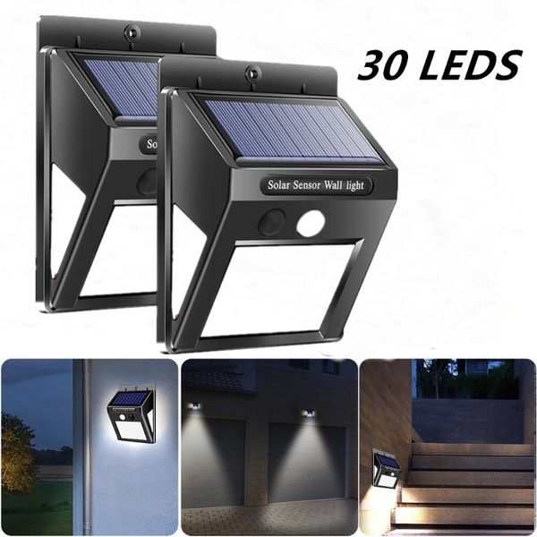 

solar lamps 2 sets 30 leds light pir motion sensor wall outdoor energy saving street garden yard security waterproof