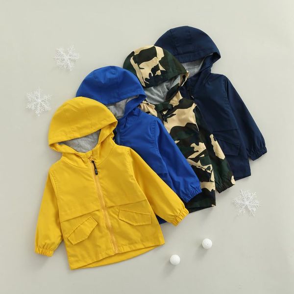 

jackets boys casual zipper closure jacket 2-7y fall winter solid color cardigan camouflage printed hooded coat hoodies outerwear, Blue;gray