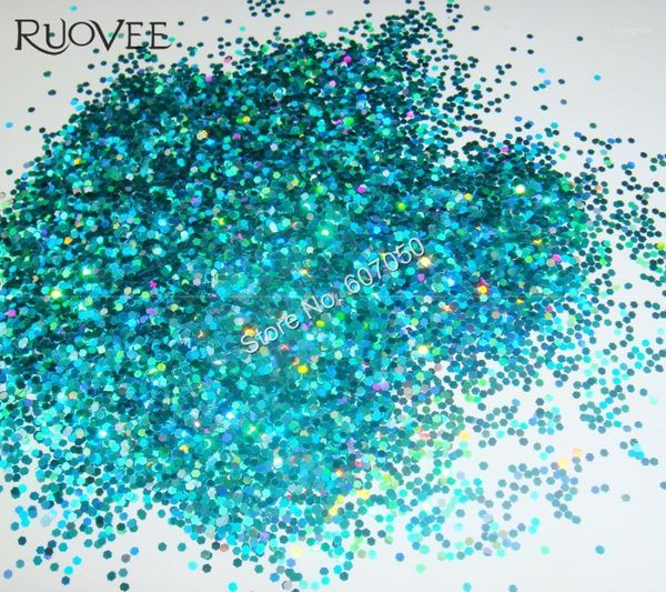 

laser holographic blue-green color hexagon glitter paillette spangles shape for diy nail art decoration1, Silver;gold