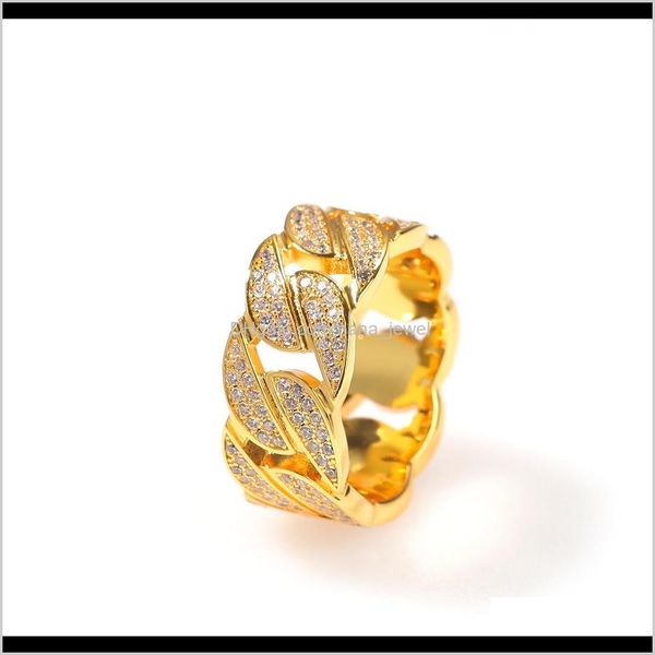

full set of cz diamond cuban ring popular men and women jewelry gold-plated fashion couple ring mewpu m9ciu, Golden;silver