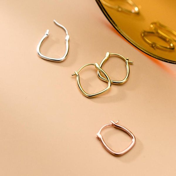 

hoop & huggie 925 sterling silver simple endless earrings a1090, Golden;silver