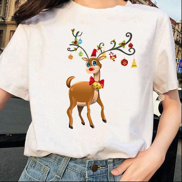 

arrival womens t shirts women shirt cute reindeer merry christmas tumblr graphic female tees camisa print, White
