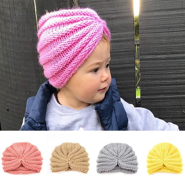 

India Dome Hats Kids Winter Beanie Turban Hats Baby Knitted Caps New Children Hats Caps Girls Warm