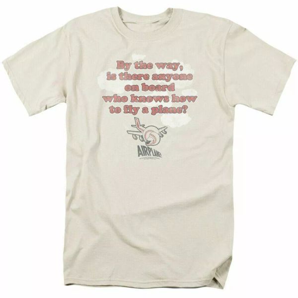 

airplane fly t shirt mens licensed classic movie tee cream, White;black