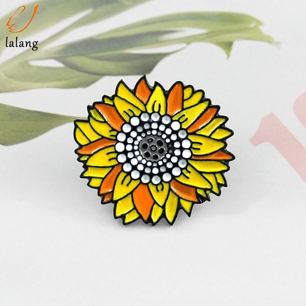 

pins, brooches arrival sunflower pin petal badge yellow flower brooch alloy backpack/bag/jeans jewelry, Gray