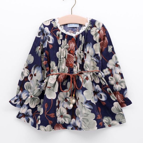 

girl's dresses fashion style girls clothes spring baby long sleeve casual party children printed cute clothing 3-7y, Red;yellow