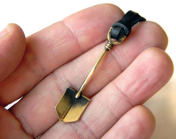 

bronze shovel, phallus, archer's spade, charm bayonet, spade, funny pendant., Silver