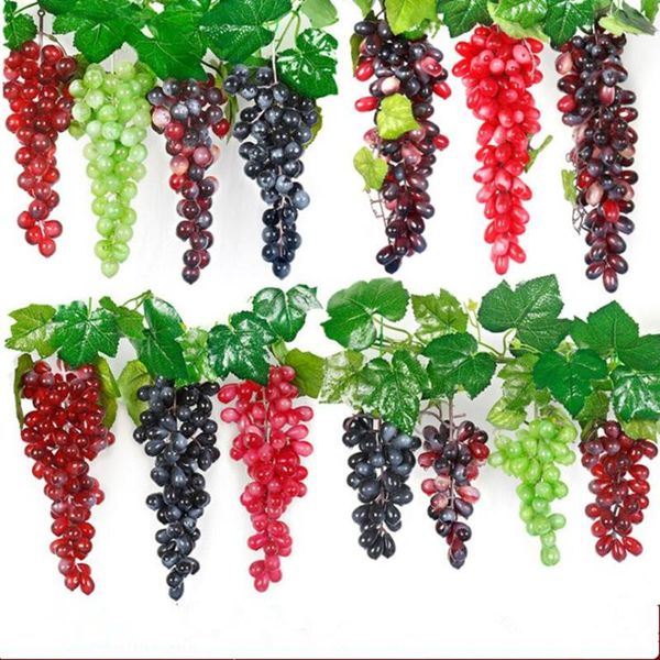 

party decoration lifelike artificial grapes bunches plastic fake fruit rattan home garden decor wedding simulation