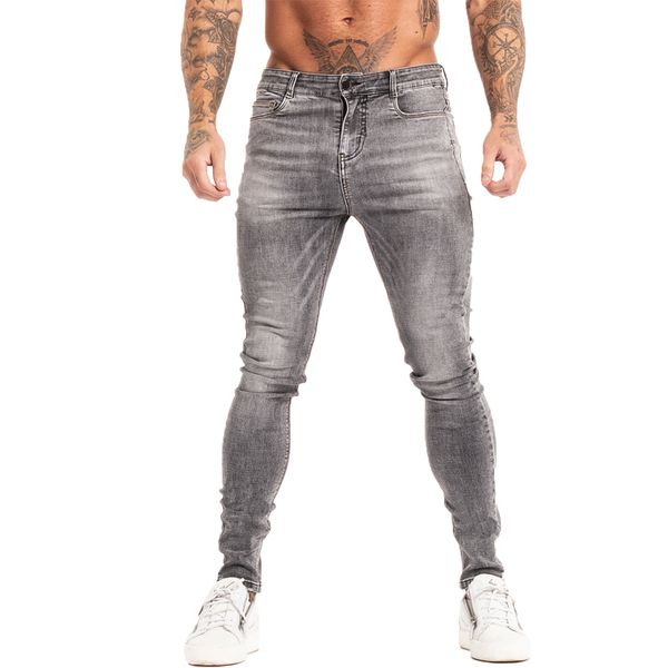 

men homme slim fit super skinny jeans for men hip hop ankle tight cut closely to body big size stretch zm129, Blue