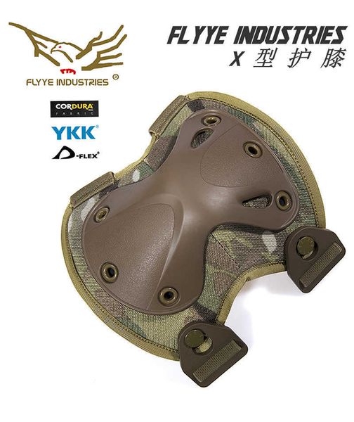 FLYYE 1 paio di ginocchiere stile X Protezione tattica militare Airsoft Paintball, ginocchiere o gomitiere Wargame CQB OT-G014 Q0913