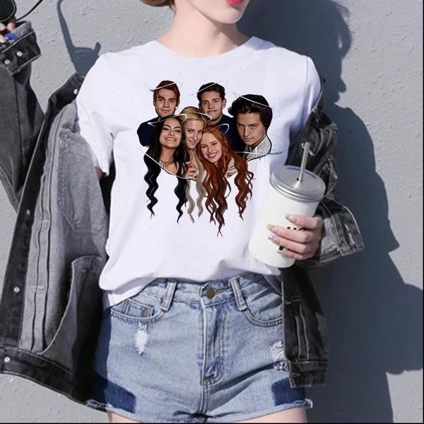 

womens women funny 90s riverdale 3d design printing casual short sleeve tees cotton harajuku kawaii t shirt, White