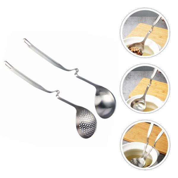 

spoons 2pcs slotted spoon soup ladle stainless steel skimmer cooking utensil