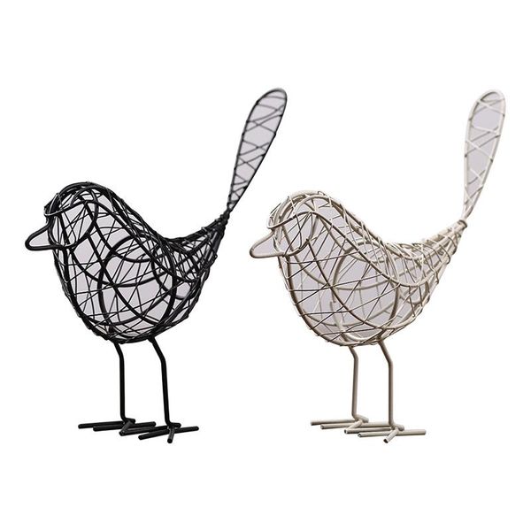 

wrought iron bird figurines simple deskornaments crafts creative gifts decor handmade pographic props black/white 21x19cm decorative obj