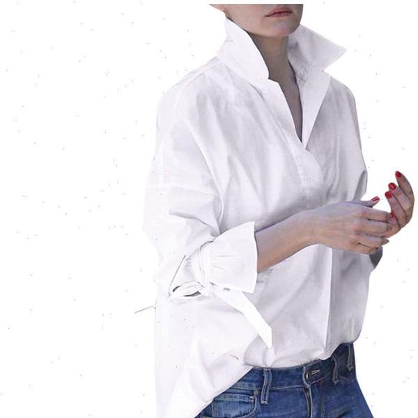 

casual long sleeve lapel women shirts spring fashion print plus size blouses, White