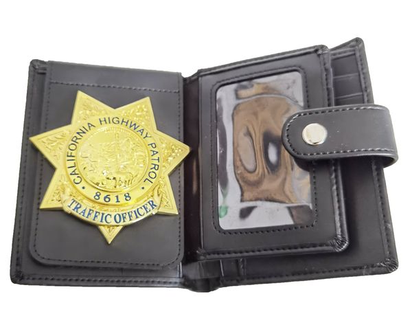 

multi functional men's wallet bag with us california highway no.8618 metal badge, Brown;gray