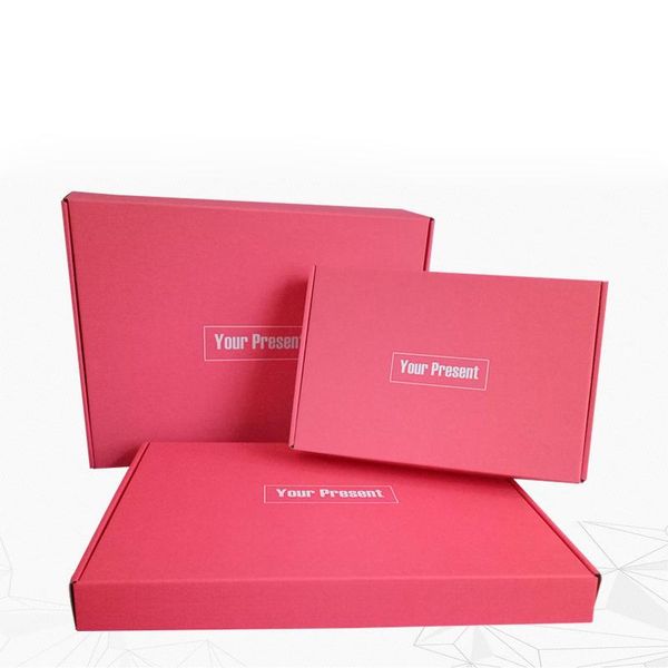 

10pcs pink kraft paper box 3 layers corrugated boxes your present mailer gift packaging cardboard carton 30x20x5cm packing