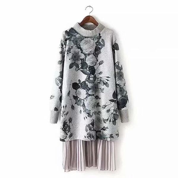 

casual dresses sweater dress female winter warm knitted jumper ladies autumns fashion christmas long woman 2021 dd1652, Black;gray