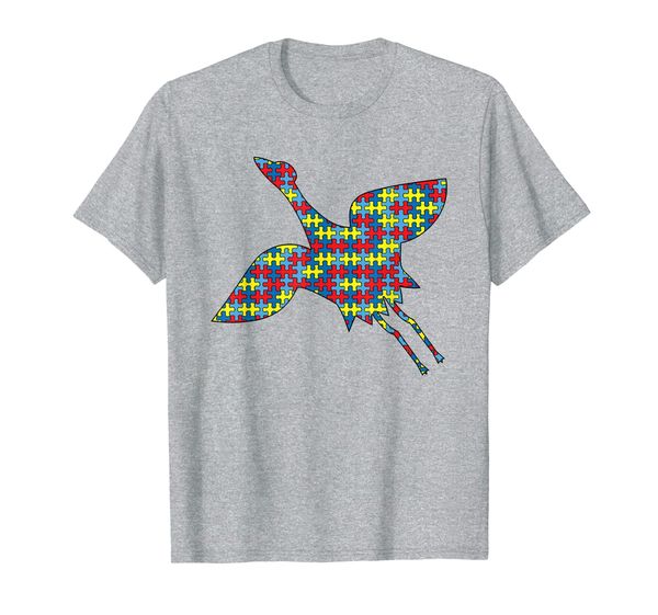 

crane autism awareness kids wader bird puzzle day mom gift t-shirt, White;black