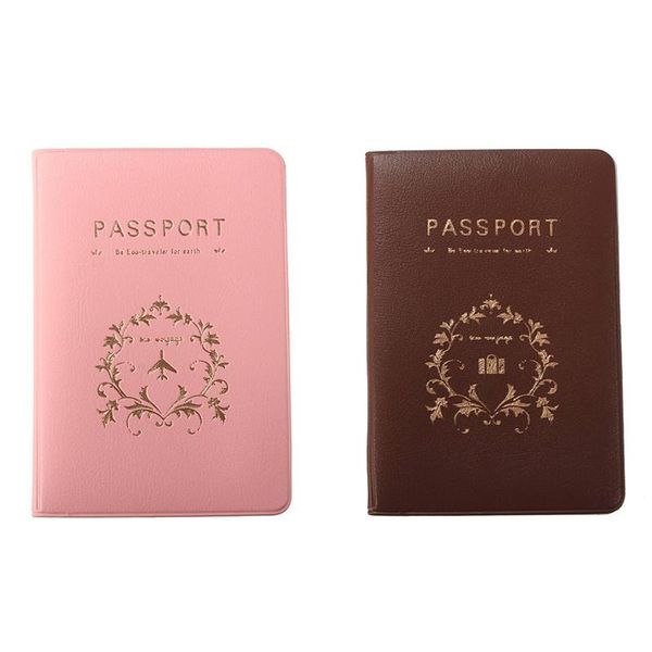 

card holders organizer case of passport wallets holder flower vine, Brown;gray