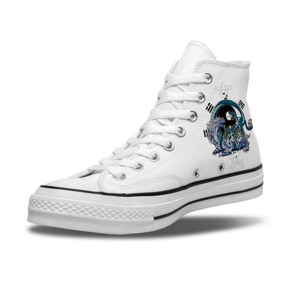 

2021 summer high-canvas shoes popular four mythical beast pattern men's comfortablecasual flat-bottom shoes