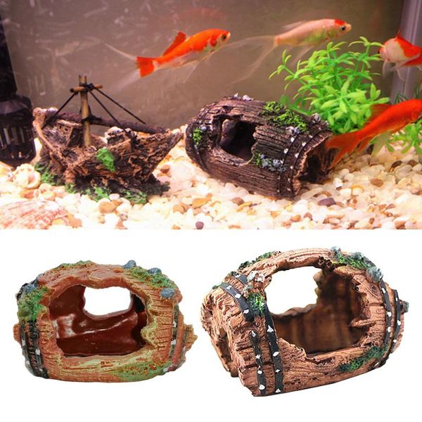 

decorations lovely fish tank aquarium broken barrel cave landscape decor