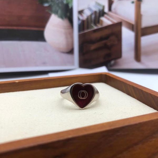 

s925 silver red heart ring, european and american retro style, jewelry, birthday gift