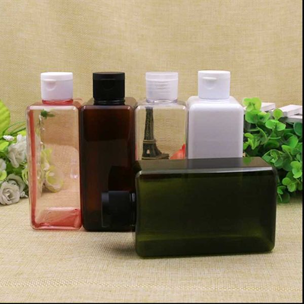 

20pcs 300ml clear white pink blown empty plastic square packaging bottle refillable big cosmetic containers retail storage bottles & jars