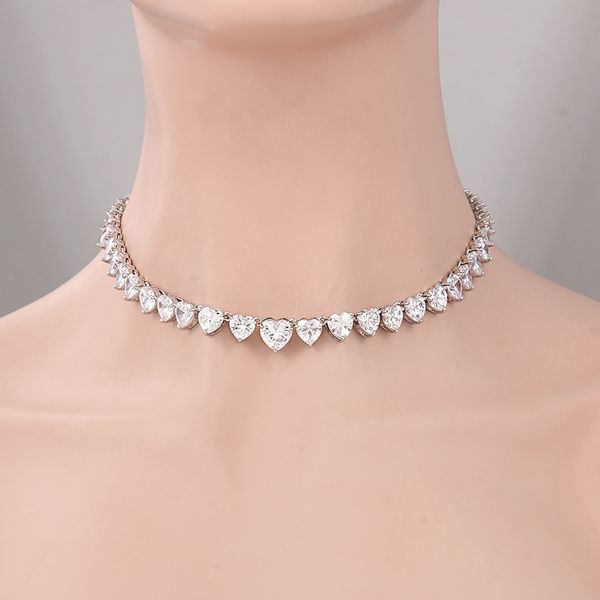 

weimanjingdian new trends ice heart cut quality cz cubic zirconia crystal tennis chain collar necklace, Silver